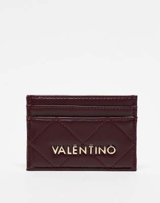 Valentino nur re quilted card holder in burgundy-Red