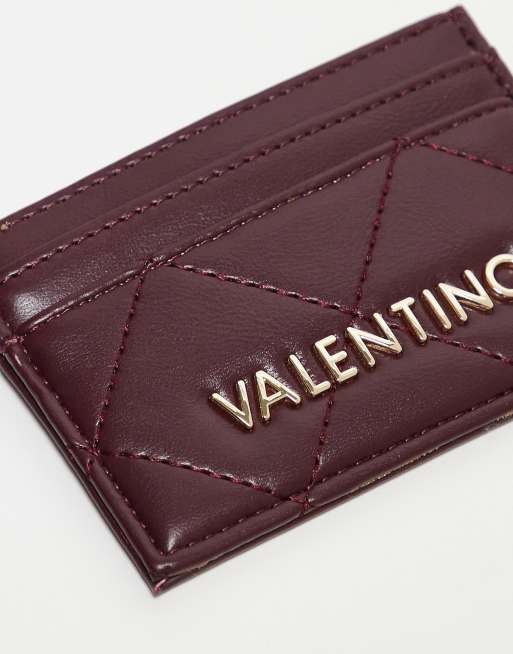 Valentino nur re quilted card holder in burgundy , 2 of 3