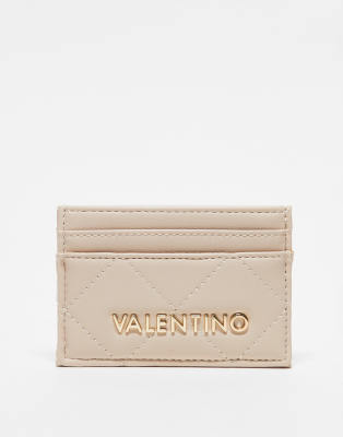 Valentino Bags Valentino nur re quilted card holder in ecru-White