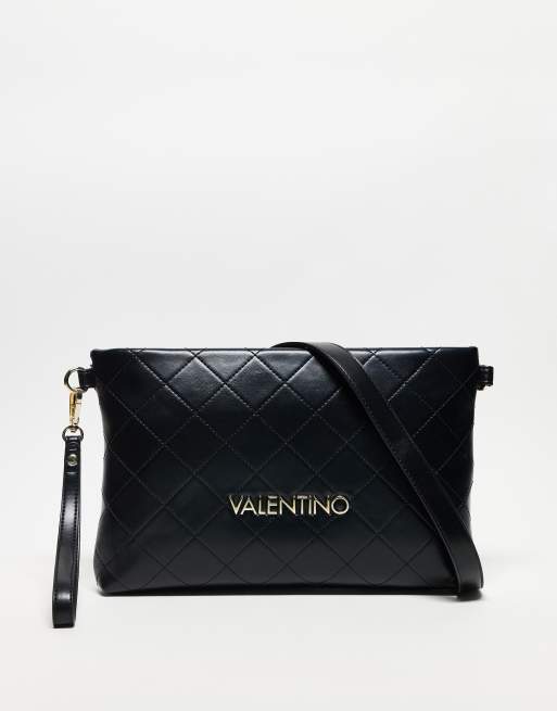 Valentino - Nur Re - Sort stor clutch med håndledsstrop og vattering 