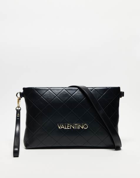 Valentino – Nur Re – Svart, stor, quiltad kuvertväska med rem - view 1