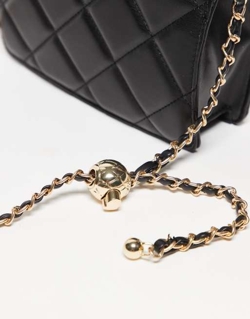 Valentino - Ocarina - Borsa a tracolla trapuntata nera con tracolla regolabile e dettagli dorati, 2 di 3