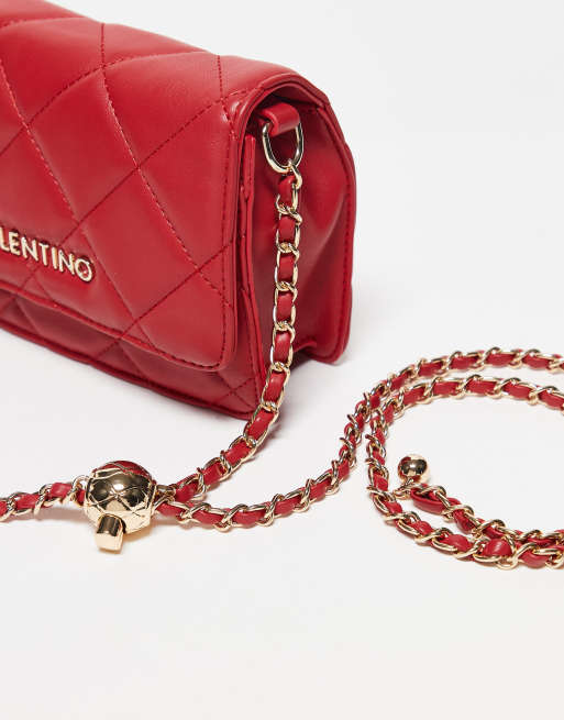 Valentino - Ocarina - Borsa a tracolla trapuntata rossa con catenina, 2 di 3