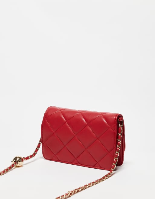 Valentino - Ocarina - Borsa a tracolla trapuntata rossa con catenina, 3 di 3
