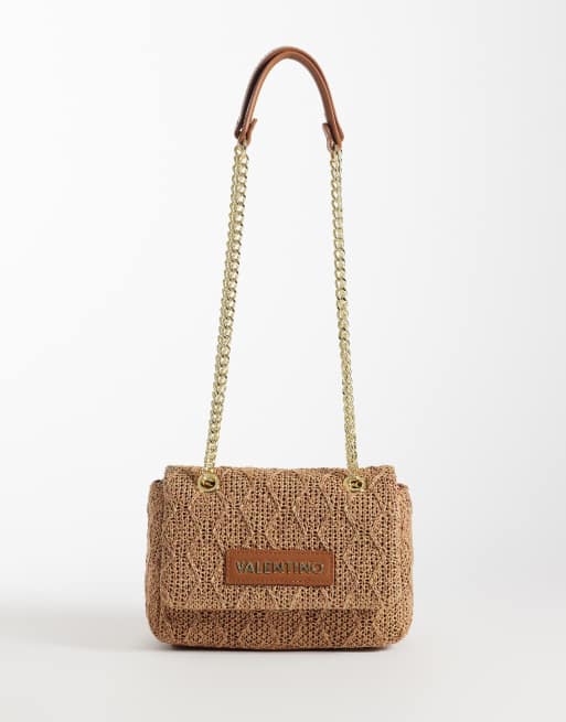 Valentino - Ocarina - Borsa da spalla estiva con patta all'uncinetto color cuoio  , 1 di 4