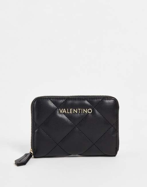 Valentino – Ocarina – Czarna pikowana portmonetka zapinana na zamek