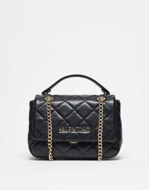 Valentino – Ocarina – Czarna pikowana torebka crossbody z łańcuszkowym paskiem 