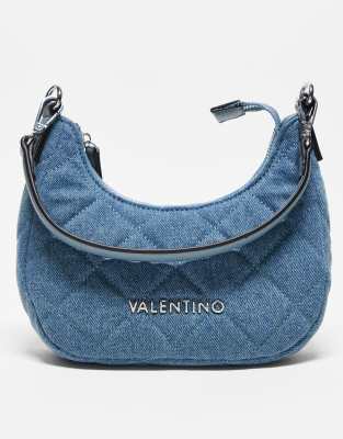 Valentino - Ocarina - Gesteppte Schultertasche aus Denim-Blau