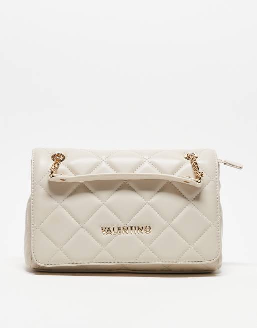 Valentino – Ocarina – Gesteppte Tasche in Ecru mit Umschlagklappe