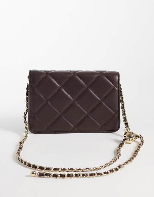 Valentino ocarina quiltad crossbody-väska i mörkbrun, 4 av 4