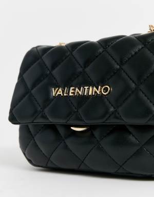 Valentino Ocarina quilted cross body bag with chain strap in black