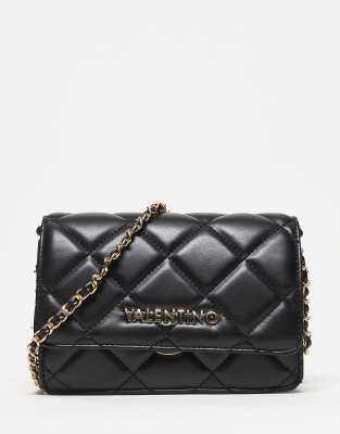 Valentino Valentino Ocarina quilted crossbody bag with adjustable strap in black and gold - BLACK