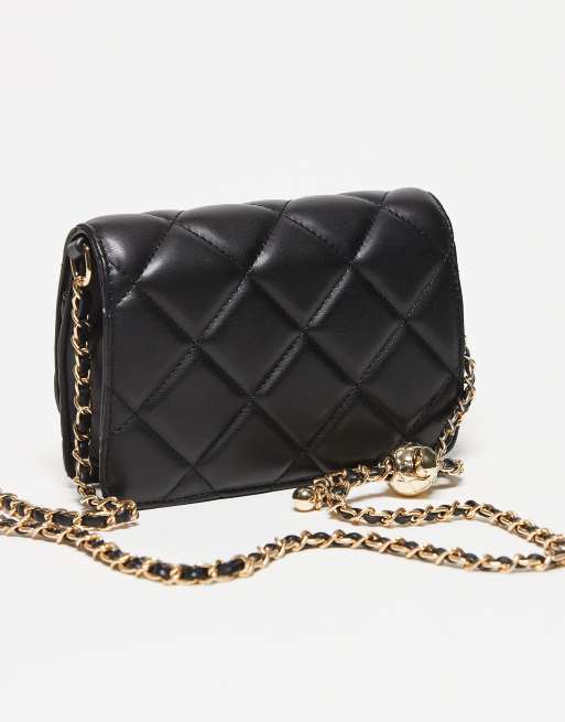Valentino Ocarina quilted crossbody bag with adjustable strap in black and gold, 3 of 3