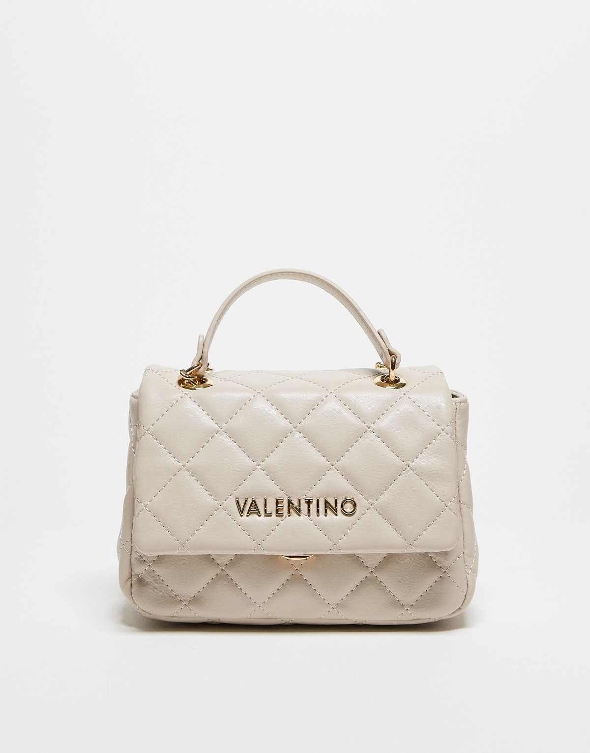 Valentino ocarina quilted crossbody bag with chain strap in cream