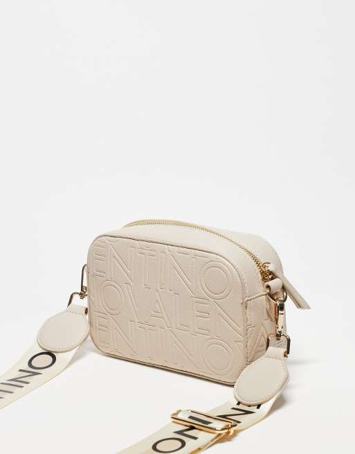 【VALENTINO BAGS】Pansy エンボスロゴ バックパック Valentino Pansy Logo Top Zip Ecru Cross-Body Bag