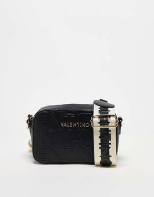 Valentino Valentino Pansy embossed logo crossbody camera bag in black - BLACK