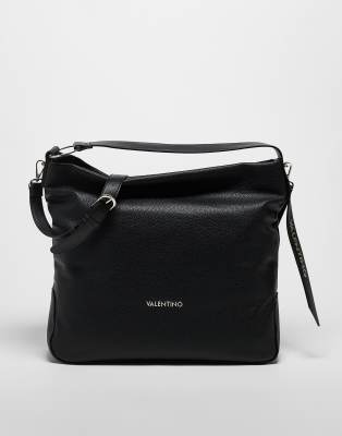 Valentino - Peonies - Lässige Oversize-Schultertasche in Schwarz