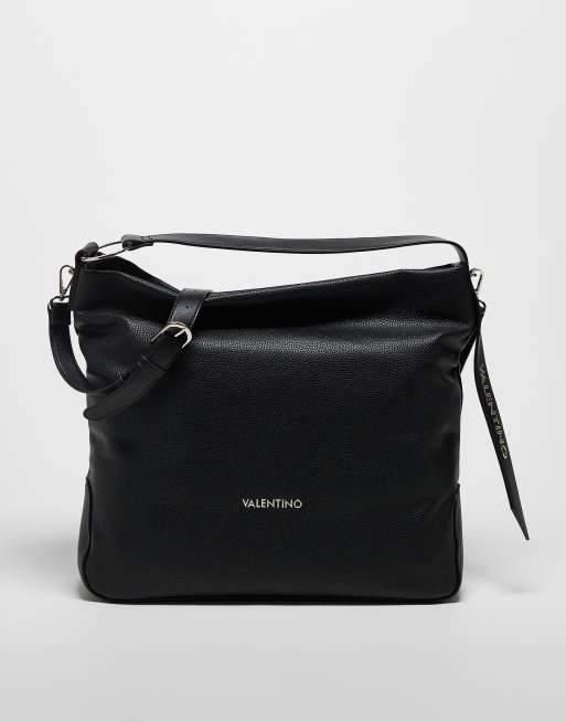 Valentino - Peonies - Sort løstsiddende oversized skuldertaske