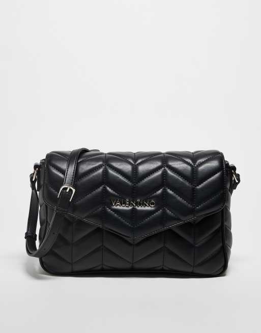 Valentino - Petal - Gewatteerde crossbody tas met kettingriem in zwart
