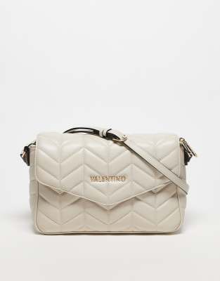 Valentino petal quilted crossbody bag with chain strap in ecru-Neutral