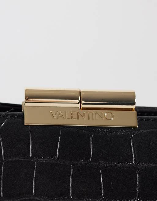 Valentino - Pochette a tracolla nera con stampa effetto coccodrillo, 3 di 4