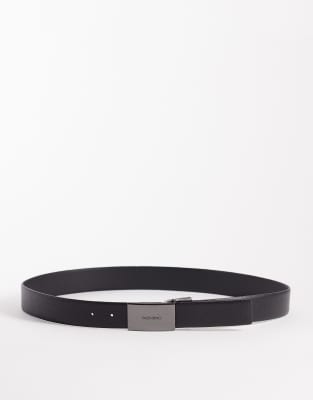 Valentino Valentino Premium belt with brushed silver buckle in black