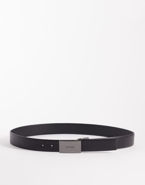 Valentino - Premium - Riem met geborstelde zilveren gesp in zwart - view 1