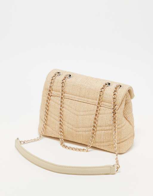 Valentino privilege glitter straw shoulder bag with crossbody strap in natural , 3 of 3