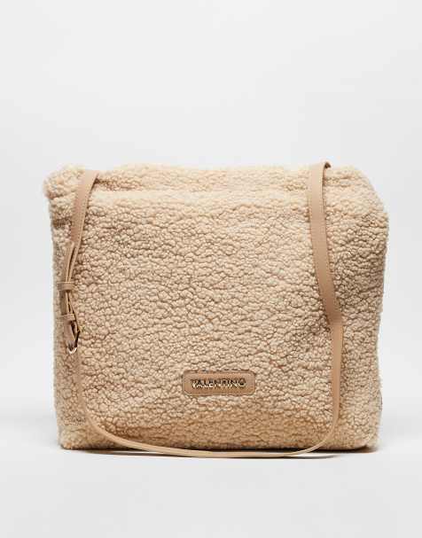 Valentino - Qube - Cabas en imitation peau de mouton - Crème - view 1
