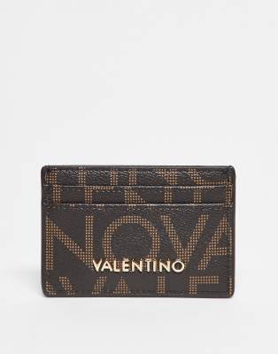 Valentino - Reginare - Kartenetui in Braun mit Monogramm-Muster-Brown