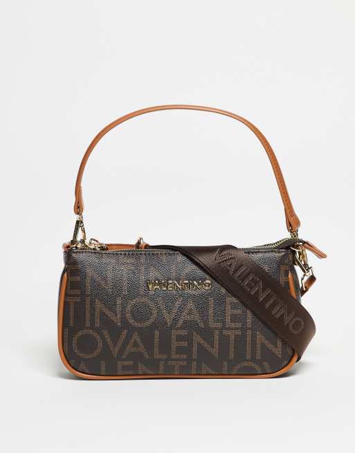 Valentino reginare monogram shoulder bag in brown