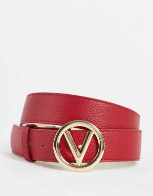 Valentino Bags Valentino Round belt with gold V in red