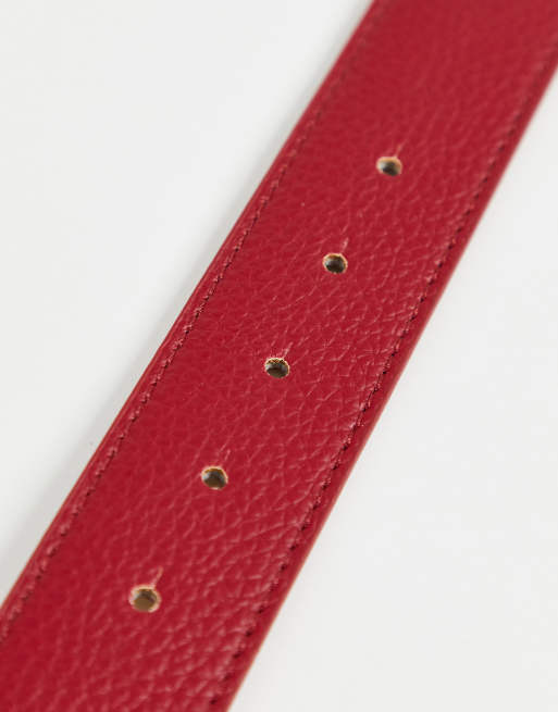 Valentino Round belt with gold V in red, 4 of 4