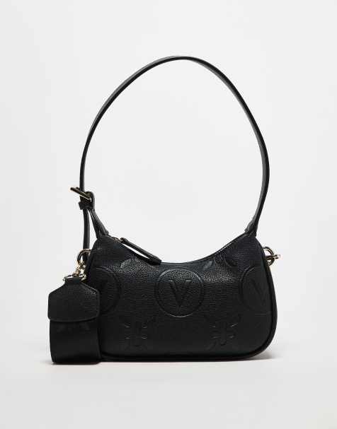 Valentino Samba embossed logo shoulder bag with crossbody strap in black  - BLACK - view 1