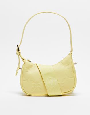 Valentino - Samba - Schultertasche in Gelb mit geprägtem Logo und Riemen zum Umhängen