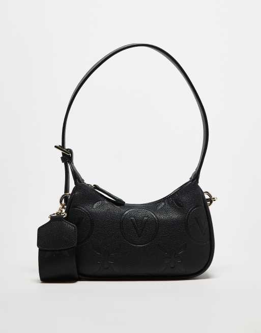 Valentino - Samba - Sort skuldertaske med crossbody-strop og præget logoprint 