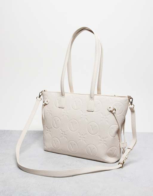 Valentino - Samba - Tote tas met logo in reliëf in crème, 2 van 3