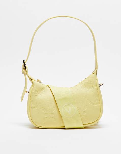 Valentino – Samba – Żółta torebka na ramię z paskiem crossbody w wytłoczony wzór z logo - view 1