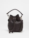 [Valentino] Valentino Sambe Re embossed bucket bag in dark brown No Size BROWN