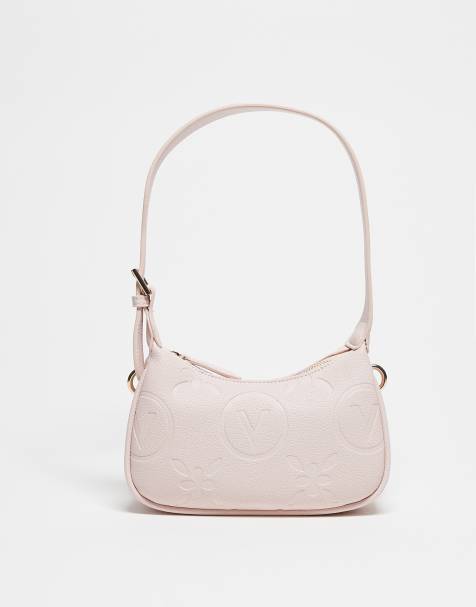 Valentino Sambe Re embossed shoulder bag with crossbody strap in pale pink - view 1