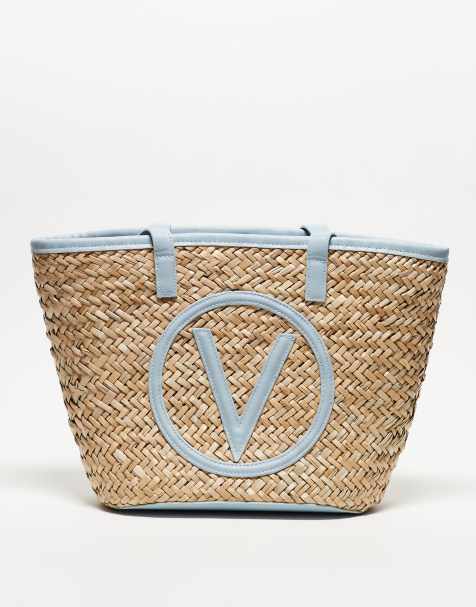 Valentino - Samuela - Kleine tote tas van stro in blauw - view 1