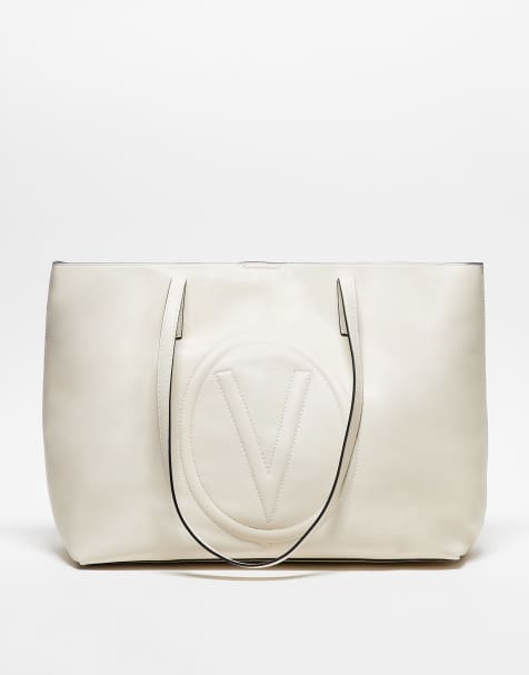 Valentino selena embossed tote bag with inside pouch in cream - view 1