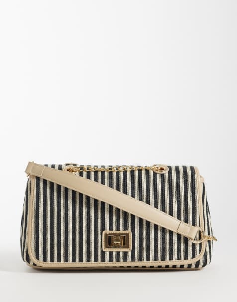 Valentino - Selene - Borsa da spalla nera e bianca a righe - view 1