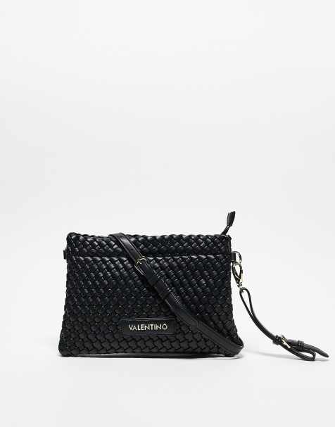 Valentino shantel woven clutch bag with crossbody strap in black  - view 1