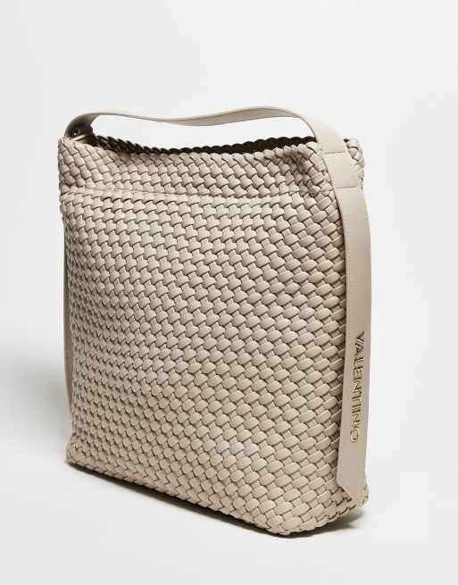 新作【VALENTINO BAGS】ロゴ Shantel ハンドバッグ Valentino shantel woven large slouch shoulder bag in cream
