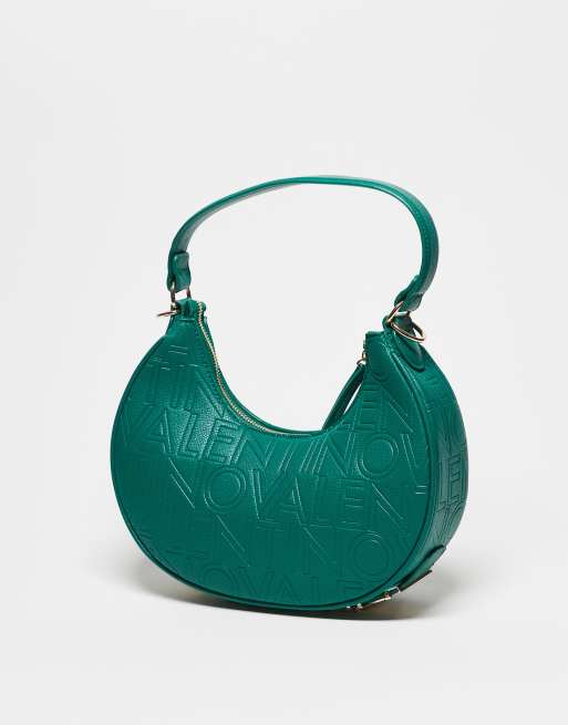 Valentino - Shelby - Borsa da spalla verde scuro con tracolla rimovibile e logo goffrato, 3 di 3