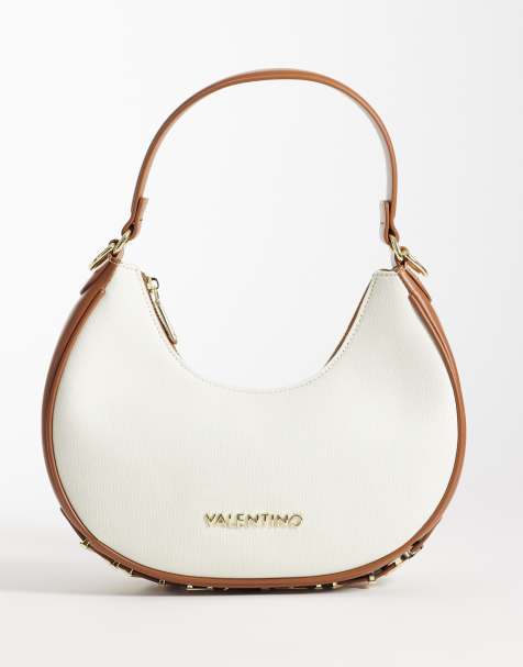 Valentino Shelby crescent shoulder bag in white and tan  - view 1