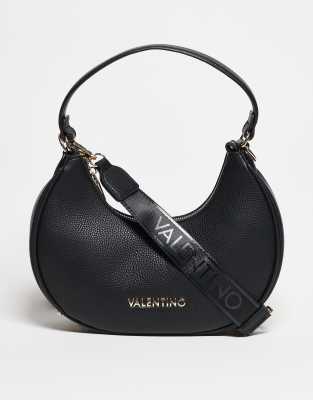 Valentino - Shelby - Halbmondförmige Schultertasche in Schwarz mit Umhängeriemen