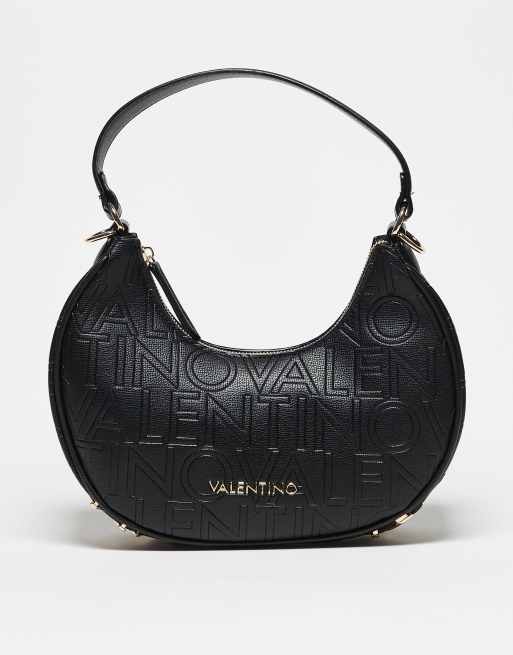 Valentino - Shelby - Zadeltas met reliëf, schouderband en afneembare crossbody band in zwart 