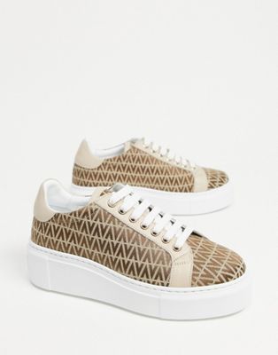 Valentino Shoes monogram leather trainers in beige